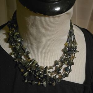 Elegant Multi-Strand Green Necklace